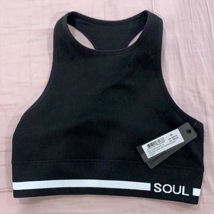SoulCycle striped long line seamless bra M NWT